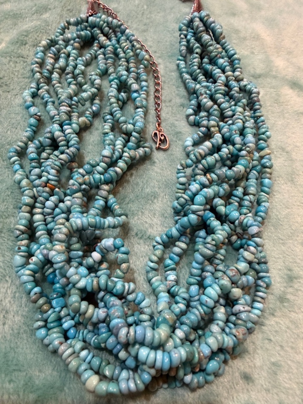 Carolyn Pollack Relios 10-Strand Turquoise Necklace – Sterling Silver – New(220)